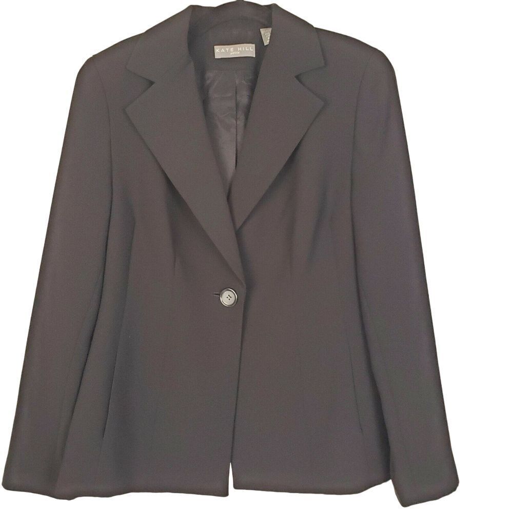 Kate Hill Women's Black Lined One Button Career Blazer Size 6P